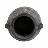 Black Ceramic Ribbed Weathered Handle Vase