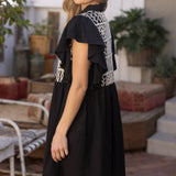 Cotton Lace Ruffle Sleeve Shirt Dress