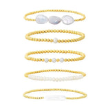 18K Gold Plated Copper Pearl and Gold Beaded Ball Bracelet: Gold Bead Only