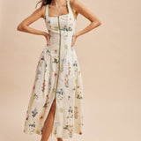 Cotton Contrast Floral Maxi Dress | Wildflower
