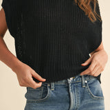 Dolman Sleeve Knitted Top - Black