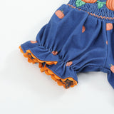 Blue Pumpkin Print Knit Smocked Romper
