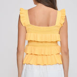 Red Ruffled Knit Sleeveless Top