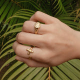 Textured Wrapped Cross Ring