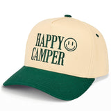Happy Camper Two Tone Trucker Hat: Dark Green