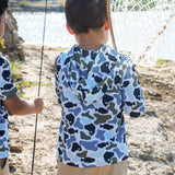 Boys Fish Camo Catch Performance Hooded Shirt: Multi-Color