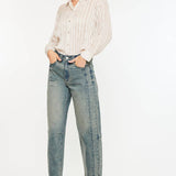 High Rise Slim Barrel Fit Jeans