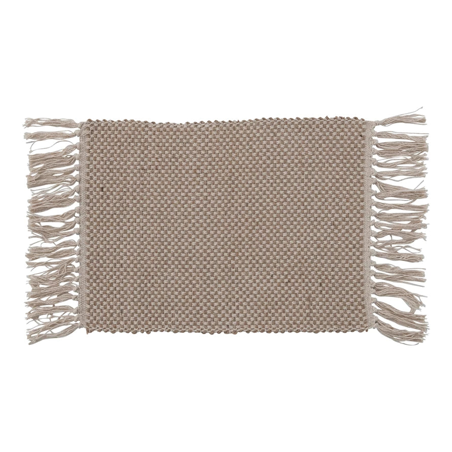 Woven Jute and Cotton Placemat with Fringe | Multiple Colors