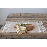 Woven Jute and Cotton Placemat with Fringe | Multiple Colors