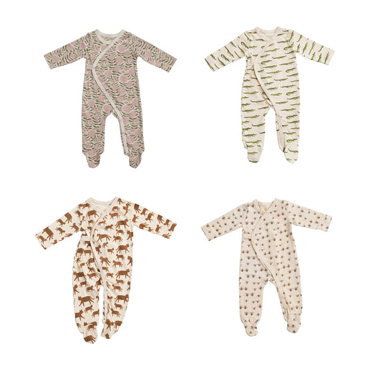 Cotton Footed Baby Bodysuit with Pattern
