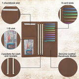 Genuine Leather Bifold Wallet Long Wallets for Men Women: Brown