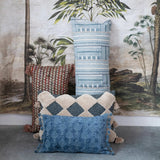 Cotton Printed Oversized Lumbar Pillow with Embroidery