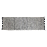 Cotton Blend Dhurrie Floor Runner with Pattern and Fringe