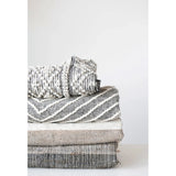 Cotton Blend Dhurrie Floor Runner with Pattern and Fringe