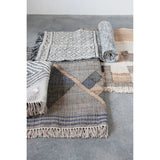 Cotton Blend Dhurrie Floor Runner with Pattern and Fringe