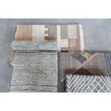 Cotton Blend Dhurrie Floor Runner with Pattern and Fringe