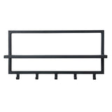 Metal & Mango Wood Wall Shelf with 5 Hooks