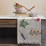 Cotton Slub Table Runner with Flowers