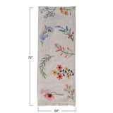 Cotton Slub Table Runner with Flowers