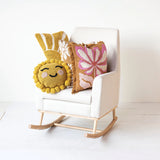 Fabric Upholstered Rocking Chair w/ Rubberwood Legs