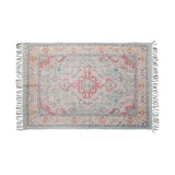 Cotton Chenille Distressed Print Rug w/ Fringe