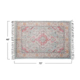 Cotton Chenille Distressed Print Rug w/ Fringe