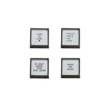 3" Square Metal & Glass Frame w/ Easel & Saying, 4 Styles