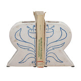 Terra-cotta Vases/Bookends w/ Hand-Painted Flower, Set of 2