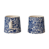 Hand-Painted Stoneware Mug with Design, Cream Color & Blue