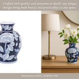 Blue Ceramic Floral Round Chinoiserie Vase