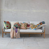 Square Fabric Indoor/Outdoor Pillow with Embroidered Design