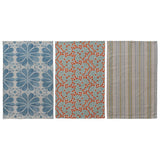 Cotton Linen Printed Tea Towel with Stripes/Pattern, 3 Styles