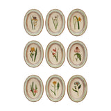 Wood Framed Glass Oval Wall Floral Decor