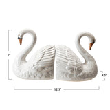 Stoneware Swan Shaped Bookends