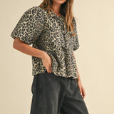 Leopard Print Tied Blouse