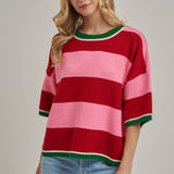 Christi Wide Stripe Loose Fit Sweater Top