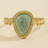 Pear Stone Beaded Bezel Ring