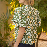 Double Ruffle Layered Short Sleeve Floral Print Top