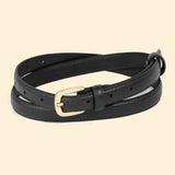 Fashionable Thin Leather Belt: Black