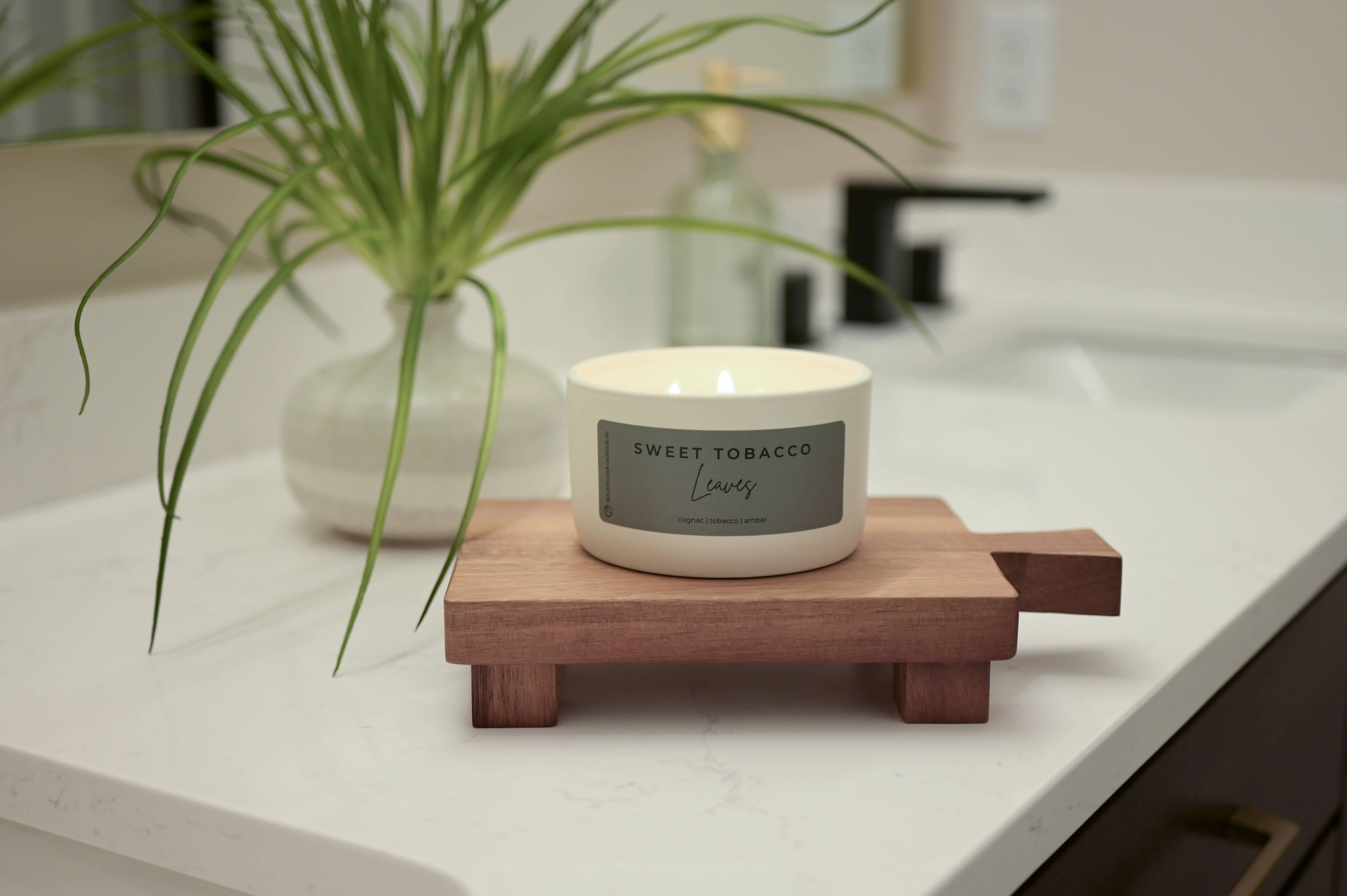 sweet tobacco leaves candle Leaf This Sweet Tobacco Leaves butter jar candle is a Milkhouse Candle Creamery original Sweet Tobacco Oak Lane