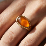 Oval Natural Stone Signet Ring: Multiple Colors