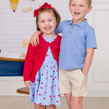 Girls Apple Orchard Gingham Short Sleeve Knit Twirl Dress