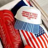 I Wonder If There's A Hot Dog Out There Thinking About Me Blue Striped Hat