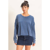 Mineral Wash Waffle Open Back Top