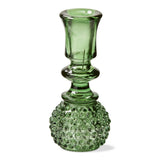 Heritage Hobnail Tealight Taper Holder Green Glass Christmas
