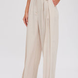 Pintuck Wide Leg Pants | Beige