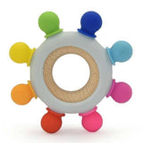 Silicone/Wood Teether: Bright Rainbow