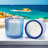 Blue Seaside 1 Wick Colored Glass Candle