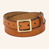 Genuine Leather Square Buckle Belt