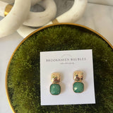 Hammered Gold and emerald green earrings